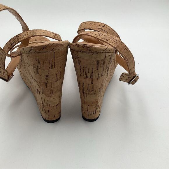 FOREVER 21 Women's Beige Cork Platform Wedge Sandals Size 8.5 - Picture 10 of 13